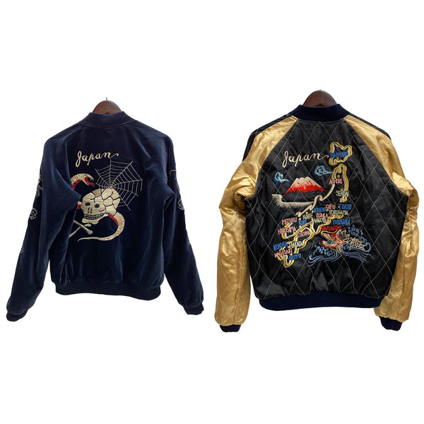 【曜日割引対象外】 東洋エンタープライズ TOYO ENTERPRISE 蛇髑髏 ヘビドクロ 別珍 サテンキルティング スカジャン ジャケット ネイビー Mサイズ 201MT-4273 VB