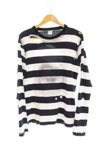 ナンバーナイン  NUMBER (N)INE 02SS モダンエイジ期 ルーズサイズ ボーダー 長袖カットソー クラッシュ加工 アーカイブ 3 ロンT ブラック 103MT-2494