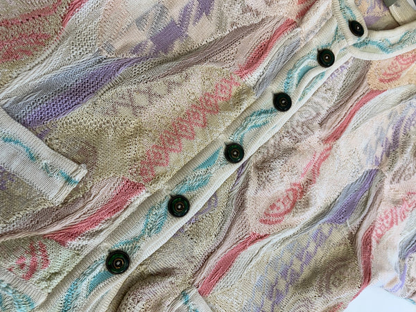 クージー COOGI AUSTRALIA パステル ニット カーデ 総柄 カーディガン マルチカラー Mサイズ 101LT-258