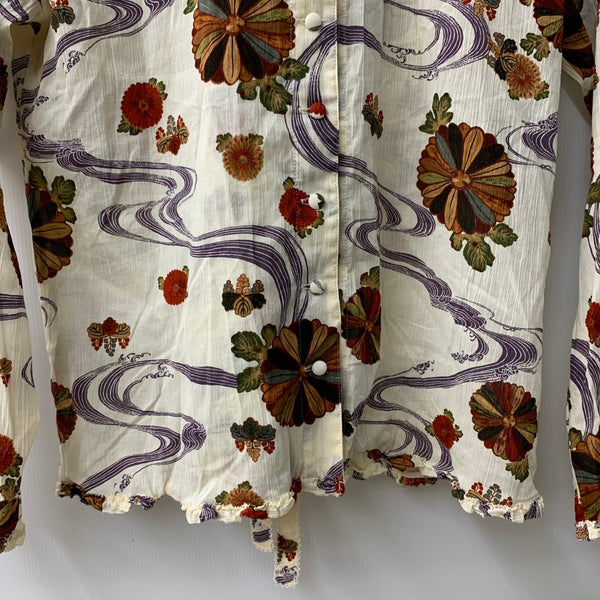 カネコイサオ kaneko isao ワンダフルワールド 流水柄 フード付き シャツ 長袖シャツ ホワイト 201LT-429