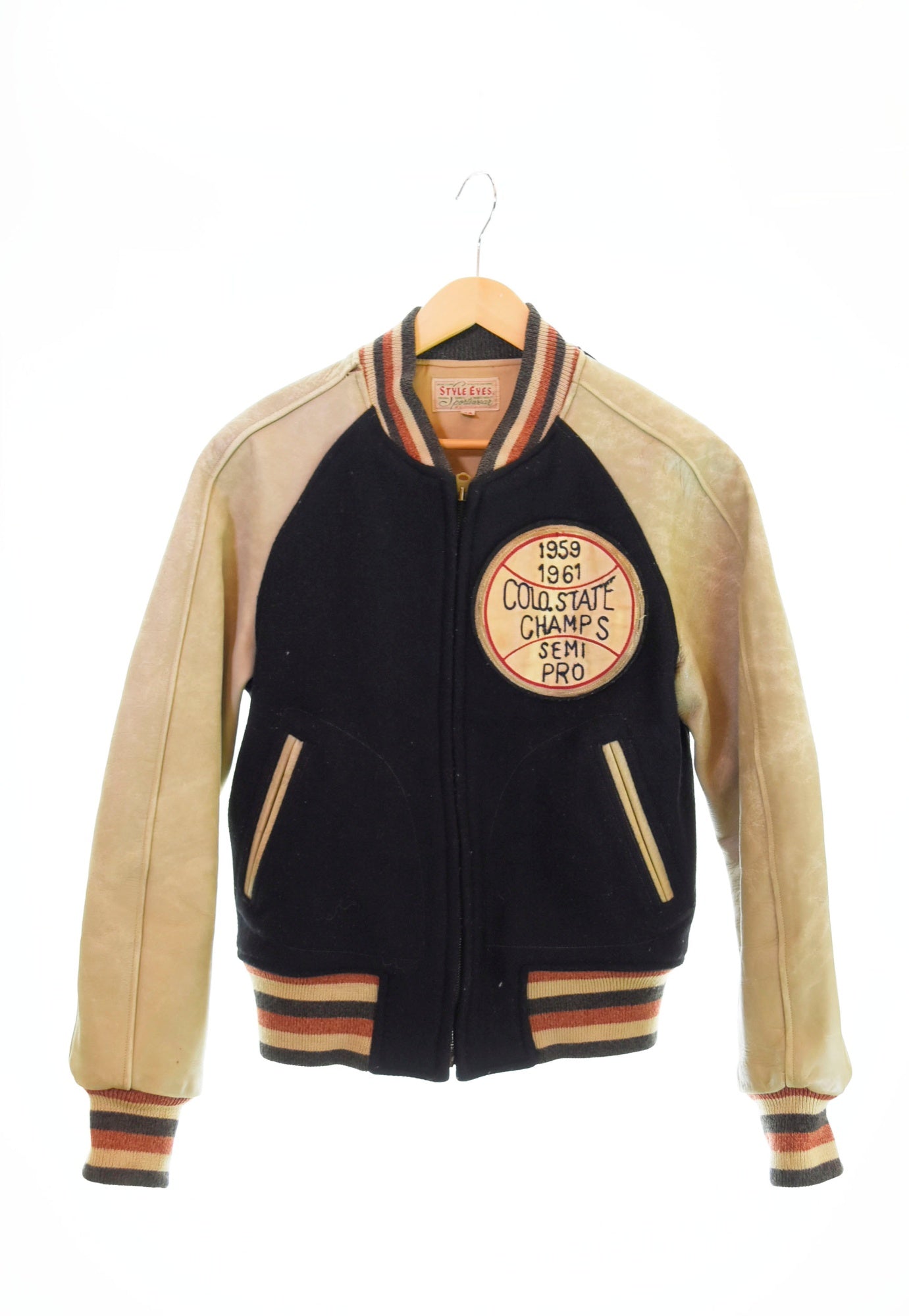 スタイルアイズ STYLE EYES ウール レザー スタジャン 茶 M16432 38