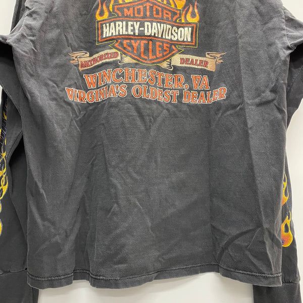 【曜日割引対象外】 ハーレーダビットソン HARLEY-DAVIDSON イーグル フレイム USA製 ロンT ブラック XLサイズ 201MT-4738 VB