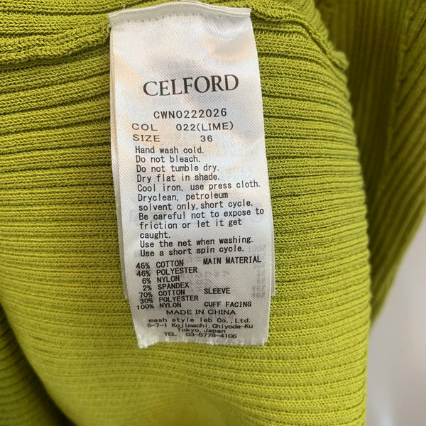 セルフォード CELFORD ボリューム袖ニットワンピース ワンピース 無地 グリーン 36サイズ 201LT-290