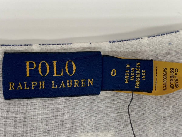 ラルフローレン RalphLauren ポロ POLO 現行タグ プラッド コットン Vネック ドレス Aライン アンクル丈 パフドスリーブ インド製 BLUE 青 211845958001 ワンピース ギンガムチェック ブルー SIZE0 104LT-194