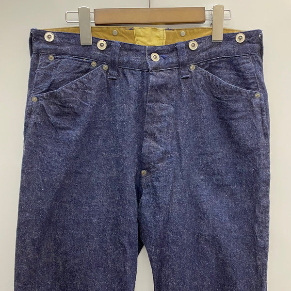 【曜日割引対象外】 ウエアハウス WAREHOUSE HELLER'S CAFE シンチバック サスペンダーボタン デニム ブルー 32サイズ 201MB-896 VB