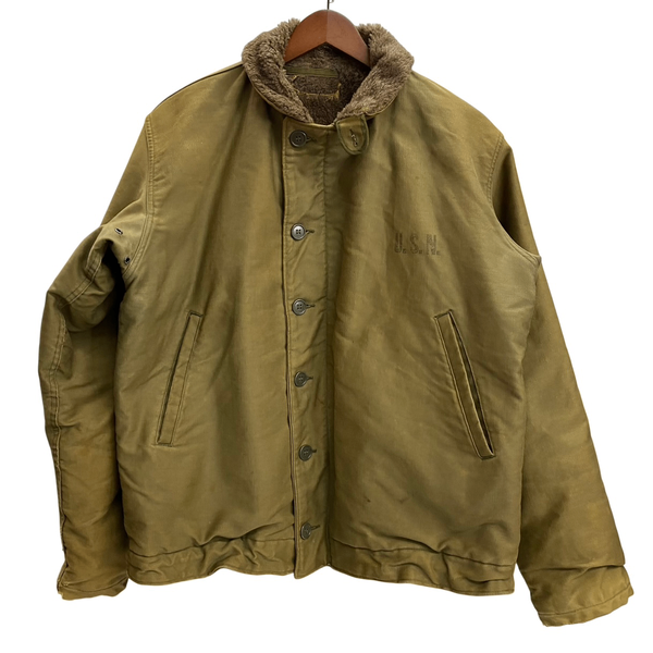 【曜日割引対象外】 ヴィンテージ vintage 40's U.S.NAVY N-1 DECK JAKET USN ピケ ジャケット カーキ 201MT-3583 VB