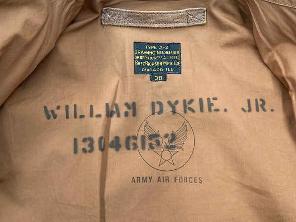 バズリクソンズ BUZZ RICKSON'S 東洋 TYPE A-2 HORSE HIDE FLIGHT JACKET DUBOW フライトジャケット レザー 馬革 CROWN 片爪 茶 サイズ 38 ジャケット ワンポイント ブラウン 104MT-1991