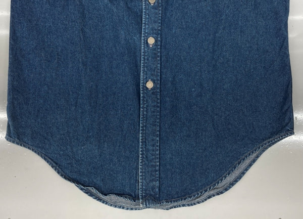 ラルフローレン RalphLauren POLO COUNTRY 90s DENIM WORK SHIRT デニム ワーク シャツ タックボタン ハミルトン社 長袖 インディゴ 青 長袖シャツ 無地 ブルー Mサイズ 104MT-2264