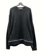 ジョンローレンスサリバン JOHN LAWRENCE SULLIVAN 20ss DAMAGED SWEAT ZIPPED PULLOVER ダメージ スウェット ジップ プルオーバー 加工 チャック 黒 5A002-0420-30 スウェット 無地 ブラック Mサイズ 104MT-958