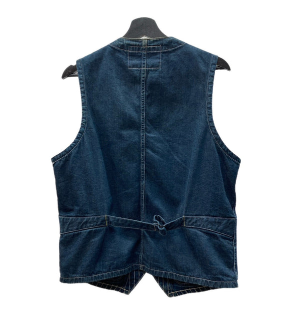 シュガーケーン SUGAR CANE 9oz WABASH STRIPE WORK VEST ウォバッシュ ストライプ ワークベスト シンチバック 紺 SC12654 ベスト ストライプ ネイビー 104MT-696