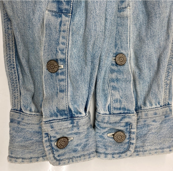 ダブルアールエル RRL 90s 三ツ星タグ DENIM SHIRT デニムシャツ ステンカラー メタルボタン ヴィンテージ VINTAGE ラルフローレン RALPH LAUREN コットン モーリシャス製 ライトブルー 長袖シャツ 無地 ブルー Mサイズ 104MT-1974