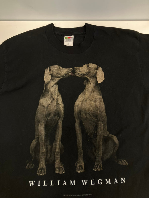 ヴィンテージ vintage 90’s 90年代 FRUIT OF THE LOOM ウィリアムウェグマン William Wegman Dog 犬 フォト 写真家 アートT Tシャツ ブラック Lサイズ 101MT-4170