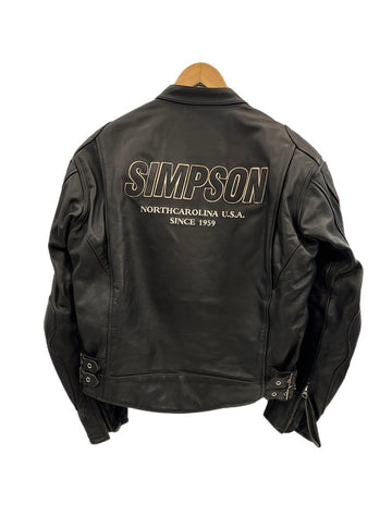 シンプソン 2way レザー 牛革 シングル ライダースジャケット L バイカー シンプソン 2way レザー 牛革 シングル ライダースジャケット L