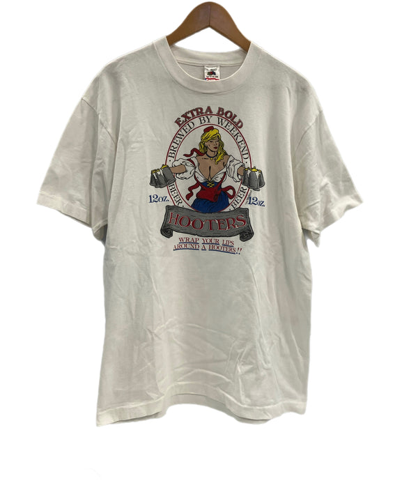 ヴィンテージ vintage 90's 90年代 FRUIT OF THE LOOM HOOTERS フーターズ ピンナップガール アートT 企業モノ シングルステッチ MADE IN USA アメリカ製 XL Tシャツ ホワイト LLサイズ 101MT-4916