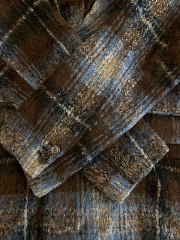 アクレント ACLENT ルーズシャギーダブルジャケット チェック ジャケット ブラウン フリーサイズ 101LT-251