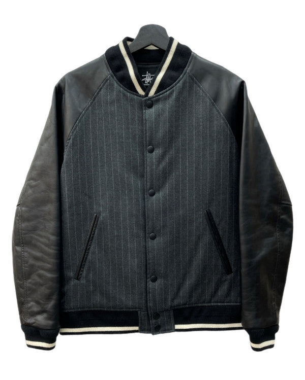 ステューシー STUSSY × fragment フラグメント Varsity jacket バーシティ ジャケット スタジャン 黒 ジャケット 無地 ブラック Lサイズ 104MT-2064