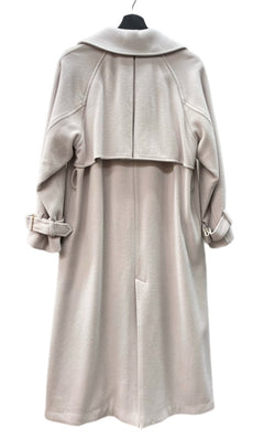 アニュアンス  anuans ウール トレンチコート スタンドカラー チェスター ラグラン ドレープ スロートタブ オーバーサイズ PINK 1523500287-0 コート 無地 ピンク Sサイズ 104LT-250