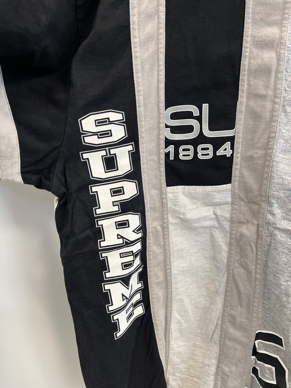 シュプリーム SUPREME Reconstructed S/S TOP TEE ロゴ パッチワーク 半袖カットソー  Tシャツ グレー Lサイズ 101MT-5210