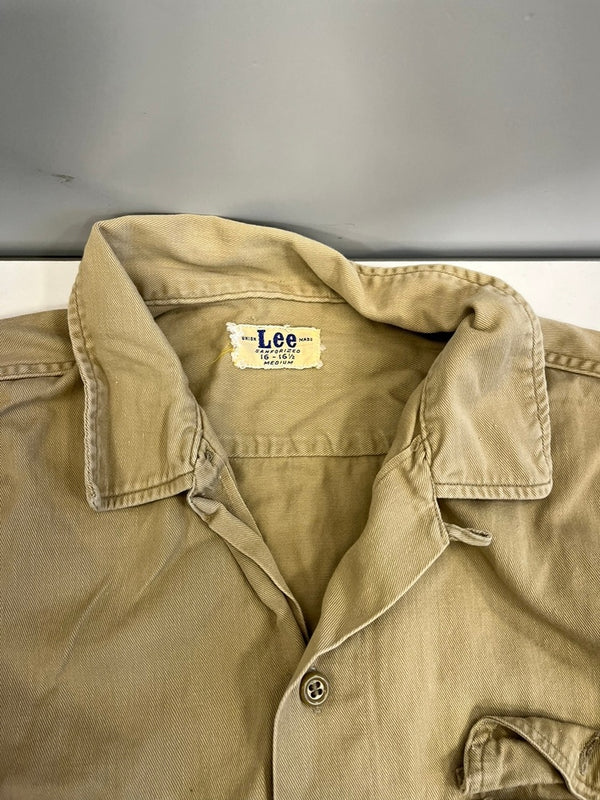 リー Lee ヴィンテージ Vintage ワークシャツ オープンカラー 開襟 長袖シャツ ベージュ Mサイズ 101MT-5207
