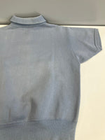 チャンピオン Champion 60's 60年代 ランタグ ランナーズタグ ハーフジップ 半袖スウェット フロッキープリント MADE IN USA アメリカ製 VINTAGE ヴィンテージ スウェット ブルー Mサイズ 101MT-5329