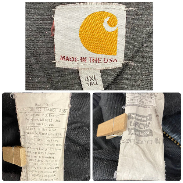 【曜日割引対象外】 カーハート Carhartt USA製 アクティブジャケット ダック ジャケット ブラック 4XLサイズ 201MT-4606 VB