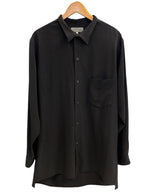 ヨウジ ヤマモト YOHJIYAMAMOTO POUR HOMME プールオム TUXEDO STAND COLLAR BLOUSE 黒 ブラウス 無地 HD-B10-500 サイズ2 長袖シャツ ブラック 101MT-4292