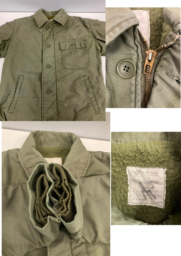 ミリタリー military 80's 80年代 US NAVY 米軍実物 A-2 デッキジャケット VINTAGE ヴィンテージ ジャケット カーキ Sサイズ 101MT-5037