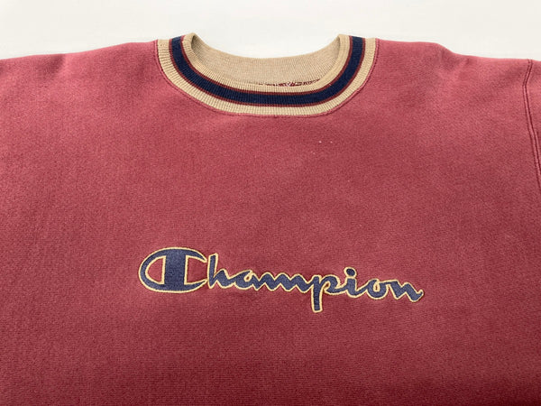 チャンピオン Champion REVERSE WEAVE リバースウィーブ 90's ヴィンテージ 刺繍タグ リブライン ロゴ XL スウェット 刺繍 ワインレッド 104MT-318