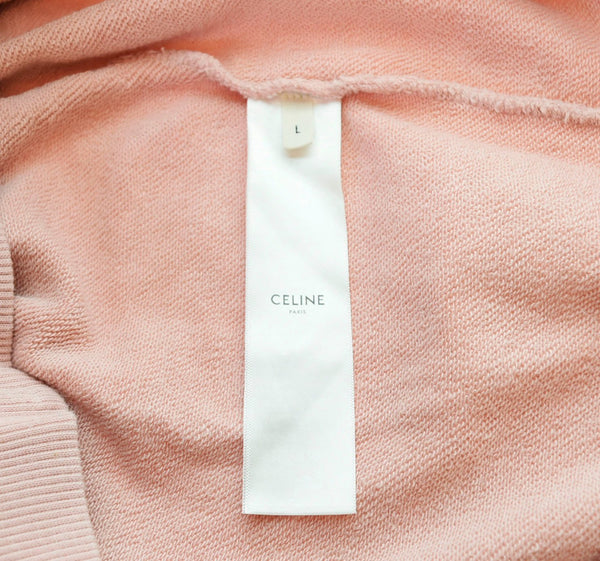 セリーヌ Céline CELINE LOOSE HOODIE ルーズ フーディー COTTON FLEECE コットンフリース LOGO PULLOVER ロゴ プルオーバー 2Y321670Q パーカ ピンク Lサイズ 103MT-1733
