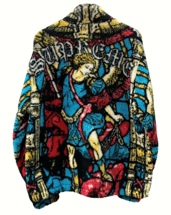 シュプリーム SUPREME 21SS Saint Michael Fleece Jacket セント マイケル フリース ジャケット ジップ ボア ジャケット 総柄 マルチカラー Lサイズ 104MT-558