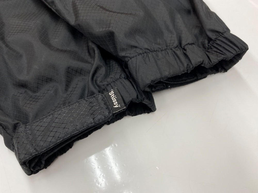 stüssy フード付きナイロンジャケット 黒 STUSSY ステューシー SPORT 90s 袖ライン ロゴ ナイロン