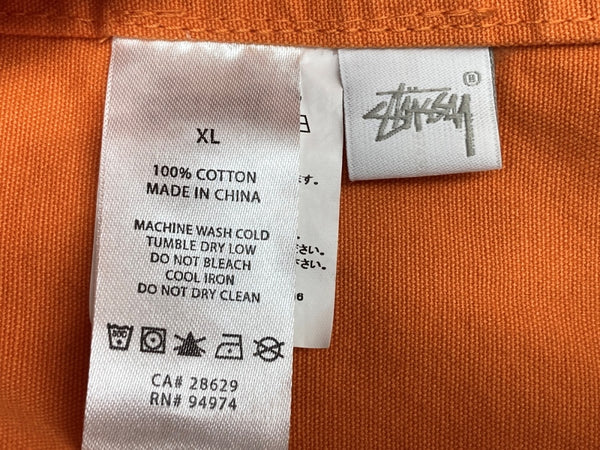 ステューシー STUSSY Torque Jacket トルクジャケット ワークジャケット ライトアウター ミリタリー ステンカラー フロントボタン ロゴプリント ORANGE 橙色 ジャケット ワンポイント オレンジ XLサイズ 104MT-1801