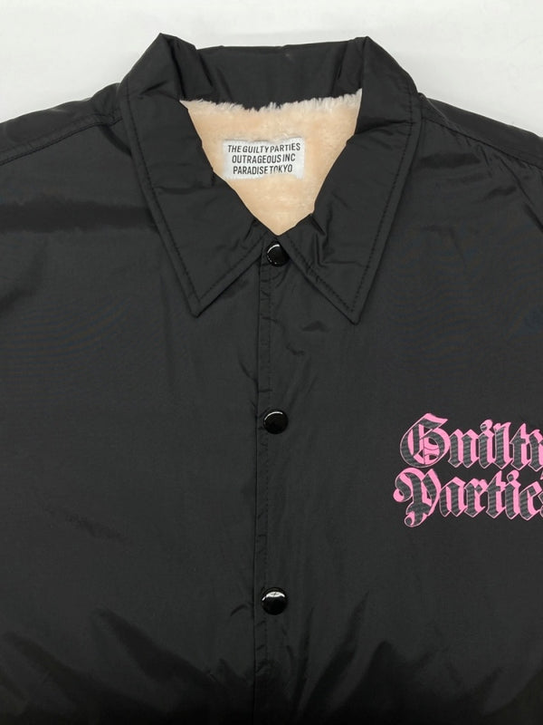 ワコマリア WACKO MARIA 21AW BOA COACH JACKET ボア コーチ ジャケット 天国東京 ボタン アウター 黒 ジャケット プリント ブラック Lサイズ 104MT-2212