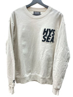 ウィンダンシー WIND AND SEA × ヒステリックグラマー HYSTERIC GLAMOUR ヒスシー CREW NECK SWEAT トレーナー クルーネック パイルロゴ BEIGE WDS-C-HYS-23-AP-Q1-17 スウェット ワンポイント ベージュ Mサイズ 104MT-1839
