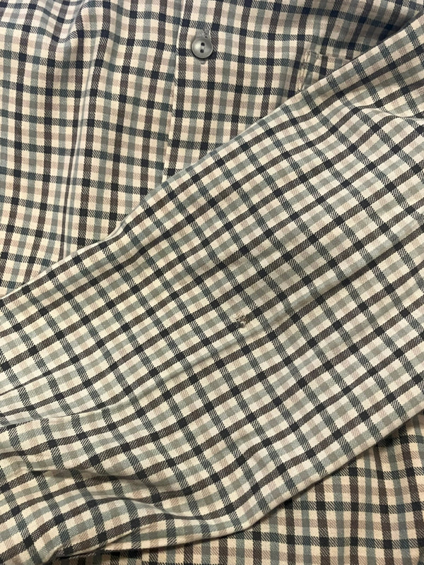 ヴィンテージ vintage 60's~ 60年代～ TOWN CRAFT J.C.Penney プリントネルシャツ チェック オープンカラー ボックス 開襟 ループカラー タウンクラフト 長袖シャツ グリーン Mサイズ 101MT-4977