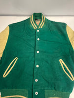 ヴィンテージ vintage 50's 50年代 TIMBERLINE ウール スタジャン バーシティジャケット アワードジャケット 袖レザー ツートン ベージュ 38 ジャケット グリーン 101MT-5450