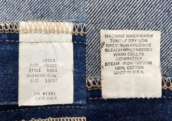 ダブルアールエル RRL 90s DENIM PANTS デニム パンツ ジップフライ ジーパン ジーンズ USA製 Ralph Lauren インディゴ 青 ロゴ R004 デニム ブルー サイズ 33 104MB-221