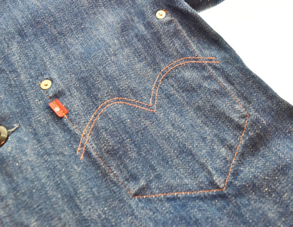 リーバイス Levi's RED リーバイスレッド 初期 2004年製 1st COAT DENIM COVERALL デニム カバーオール サック  MADE IN TUNISIA WPL-423 ジャケット ブルー Sサイズ 103MT-2245
