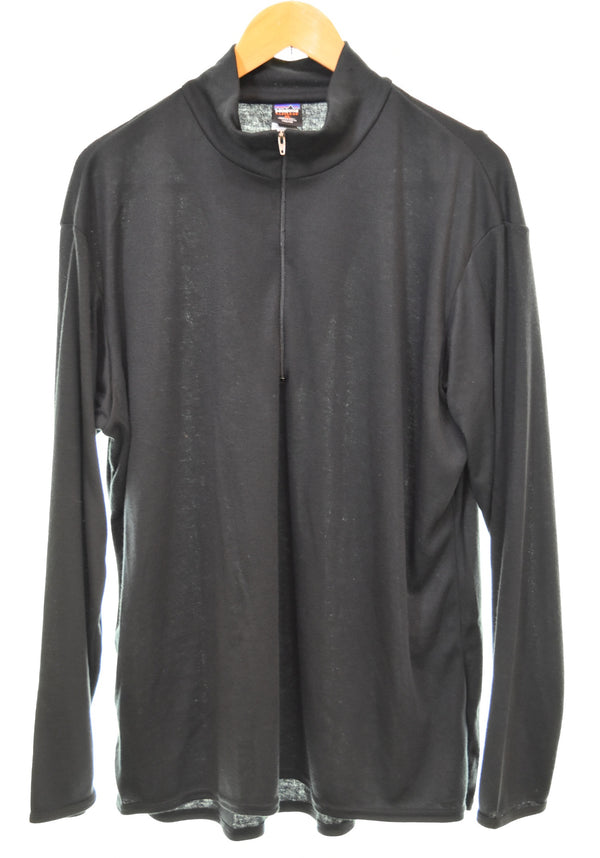 パタゴニア PATAGONIA キャプリーン ミッド ウェイトジップ ネック 長袖カットソー ロンT ブラック LLサイズ 103MT-3222