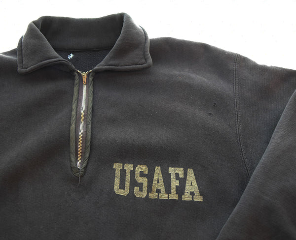 チャンピオン Champion 70年代 70s USAFA 米空軍士官学校 REVERSE WEAVE リバースウィーブ タタキ タグ Military ミリタリー ハーフジップ フェード  ナス紺 スウェット ネイビー 103MT-3390