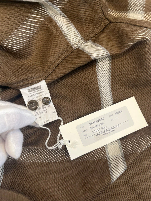 ラディアル RADIALL CAMINO B.D. COLLARED SHIRT L/S フランネルシャツ ボタンダウンシャツ 茶×白 チェック柄 RAD-21AW-SH002 長袖シャツ ブラウン Lサイズ 101MT-5146