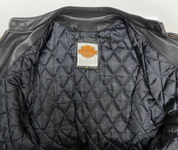 【曜日割引対象外】 ハーレーダビッドソン HARLEY-DAVIDSON シングル ライダースジャケット ジャケット ブラック 38サイズ 201MT-4500 VB