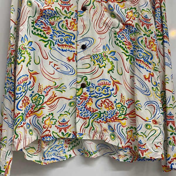 【曜日割引対象外】 サンサーフ SUN SURF レーヨンハワイアンシャツ GUARDIAN SPIRIT  SS29201 長袖シャツ ホワイト Mサイズ 201MT-4394 VB