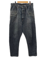 ガンリュウ GANRYU 09AW SARROUEL DENIM PANTS サルエル デニム パンツ FUMITO GANRYU ボタンフライ パッチ ズボン 黒 無地 ED-P011 デニム ブラック Mサイズ 104MB-156