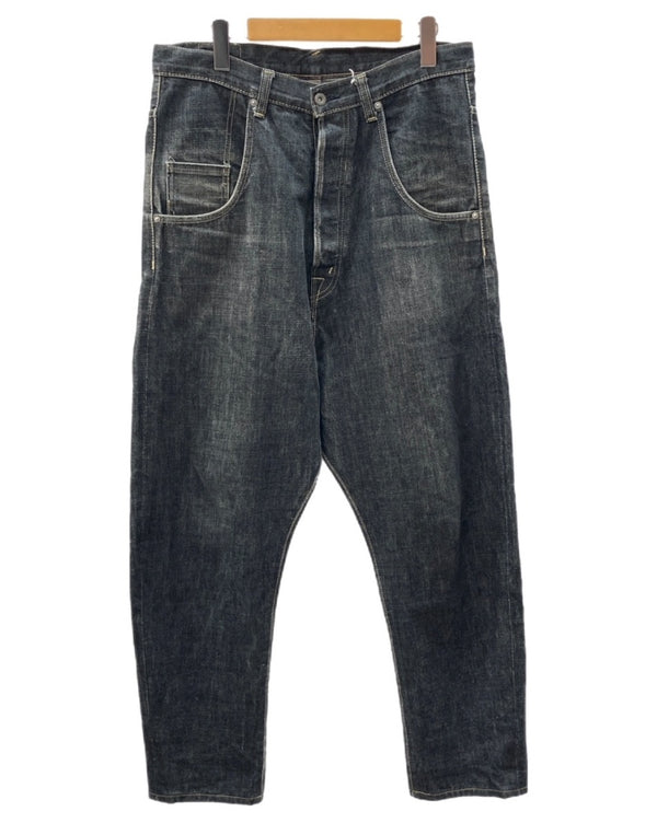 ガンリュウ GANRYU 09AW SARROUEL DENIM PANTS サルエル デニム パンツ FUMITO GANRYU ボタンフライ パッチ ズボン 黒 無地 ED-P011 デニム ブラック Mサイズ 104MB-156