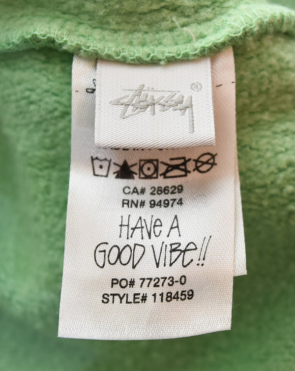 ステューシー STUSSY stitch label hoodie ステッチラベルフーディー パーカ グリーン LLサイズ 103MT-3421