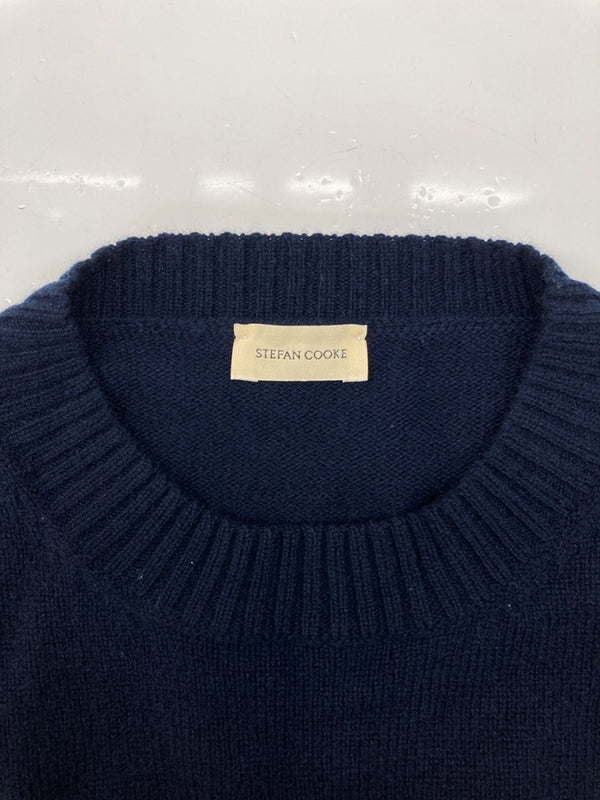 ステファンクック STEFAN COOKE SLASHED SWEATER スラッシュド セーター ニット カッティング 薄手 紺 セーター 無地 ネイビー Mサイズ 104MT-2290
