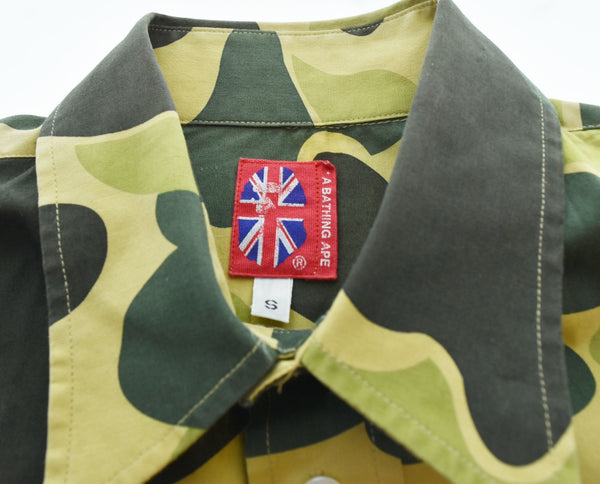 アベイシングエイプ A BATHING APE  猿カモフラ 迷彩柄 長袖シャツ 黄色 長袖シャツ イエロー Sサイズ 103MT-2248