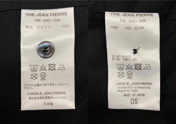ジャンピエール THE JEAN PIERRE Thomas Mason SIGNATURE 11XL SHIRT シグネチャー シャツ オーバーサイズ ボタン 比翼 長袖 黒 長袖シャツ 無地 ブラック ONE SIZEサイズ 104MT-2324