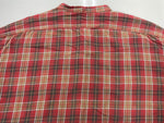 ダブルアールエル RRL 90s 90年代 三ツ星タグ FLANNEL SHIRT フランネル ネルシャツ バンドカラー ノーカラー  長袖シャツ チェック レッド Lサイズ 104MT-2075